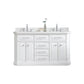 PALACE 60"W x 34"H Pure White Vanity with Carrara Quartz Countertop + Faucets (F2-0012), Chrome Finish Hardware