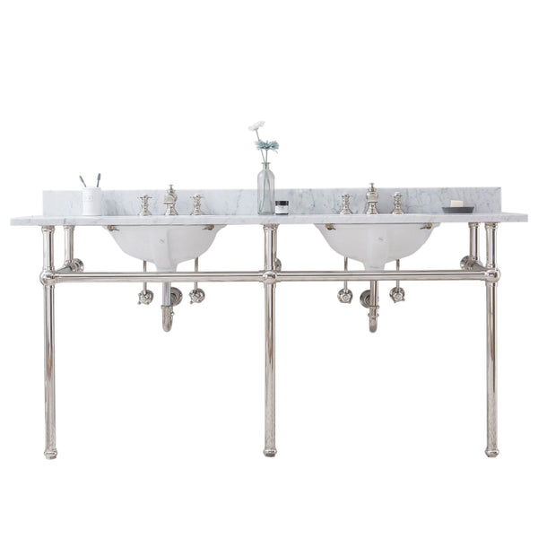 EMBASSY 72W x 34H  Double Washstand , P-Trap, Countertop with Sink, and F2-0013 Faucet included, in Polished Nickel Finish