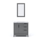 ELIZABETH 36"W x 34.25"H Cashmere Gray Single-Sink Vanity with Carrara White Marble Countertop + Mirror