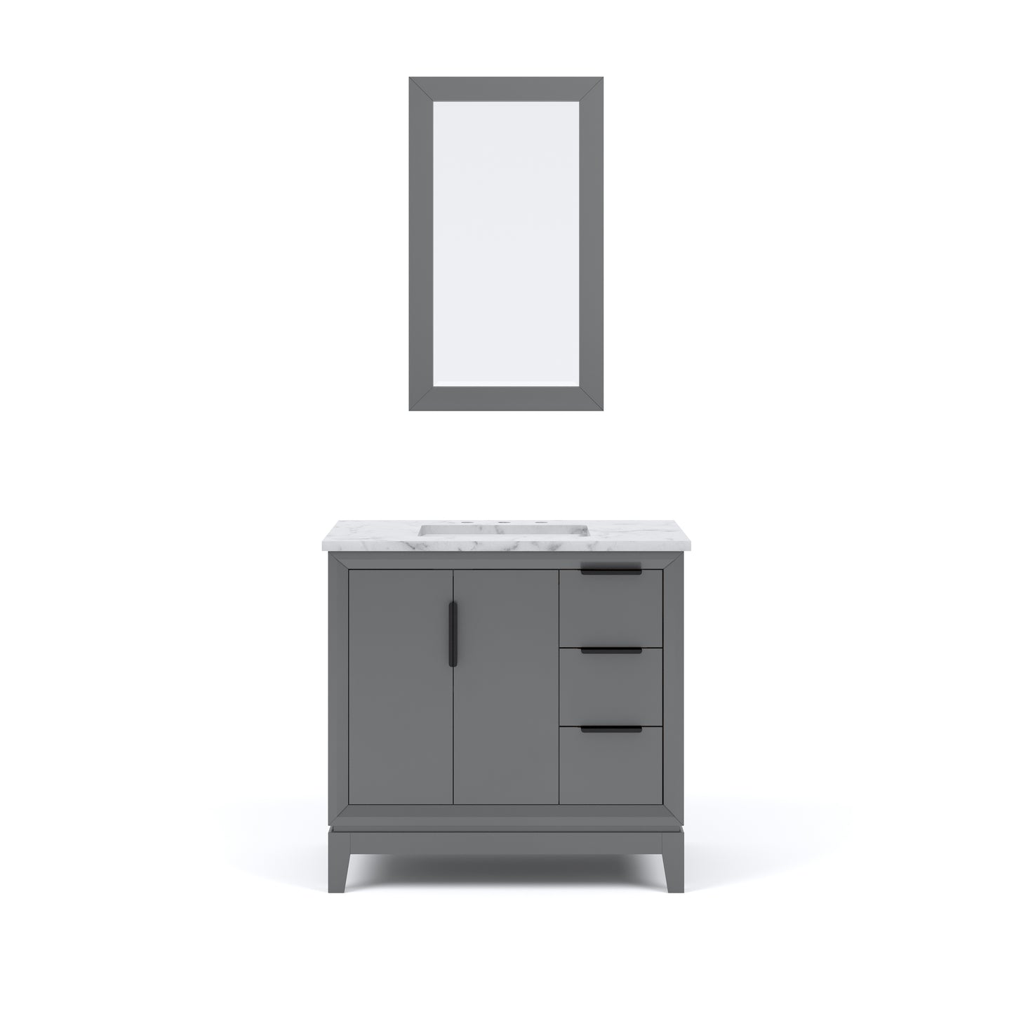 ELIZABETH 36"W x 34.25"H Cashmere Gray Single-Sink Vanity with Carrara White Marble Countertop + Mirror