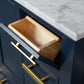 MADISON 36"W x 34"H Monarch Blue Single-Sink Vanity with Carrara White Marble Countertop + Mirror