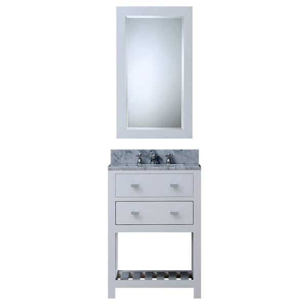 MADALYN 24W x 34H Pure White Single-Sink Vanity + Faucets & Mirror