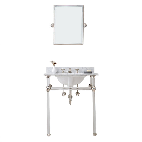 EMPIRE 30W x 34H  Single Washstand , P-Trap, Countertop with Sink, F2-0009 Faucet and Mirror included, in Polished Nickel Finish