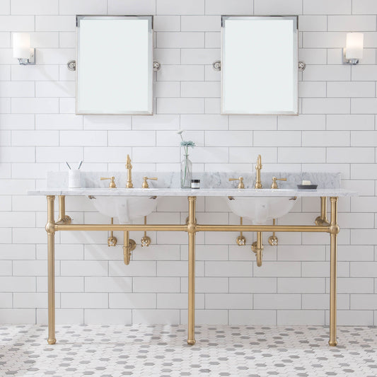 EMBASSY 72"W x 34"H  Double Washstand , P-Trap, Countertop with Sink, and F2-0012 Faucet included, in Satin Gold Finish