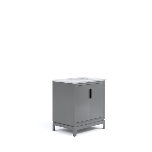 ELIZABETH 30"W x 34.25"H Cashmere Gray Single-Sink Vanity with Carrara White Marble Countertop