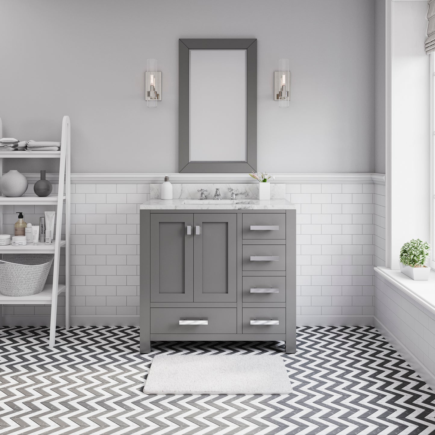 MADISON 36"W x 34"H Cashmere Gray Single-Sink Vanity + Mirror