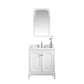 QUEEN 30"W x 34"H Pure White Single-Sink Vanity with Carrara Quartz Countertop + Faucets & Mirror (F2-0012)