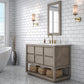 OAKMAN 72"W x 34.3"H Gray Oak Single-Sink Vanity with Carrara White Marble Countertop + Gold Faucets