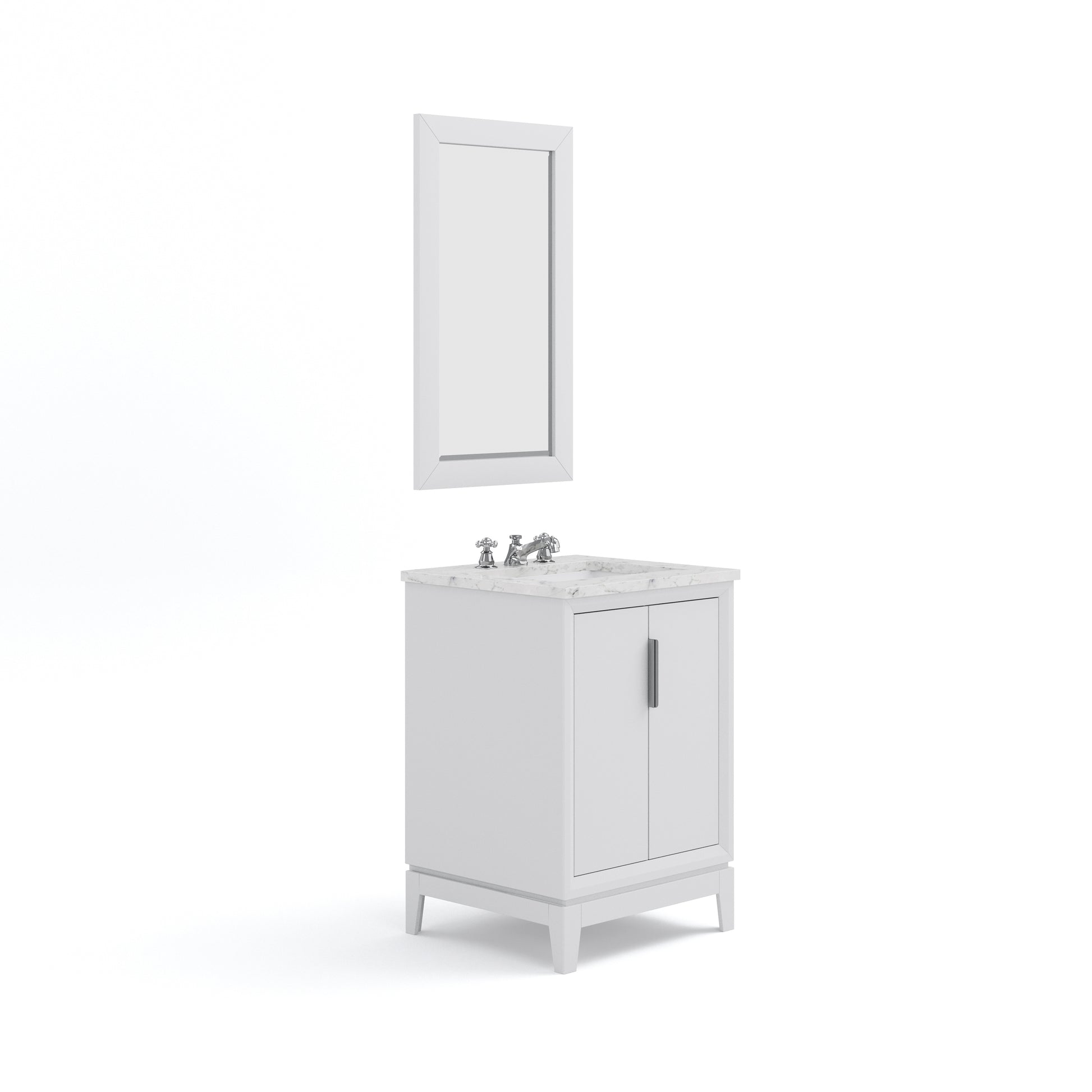 ELIZABETH 24"W x 34.25"H Pure White Single-Sink Vanity with Carrara White Marble Countertop + Faucets & Mirror (F2-0009-01-BX)