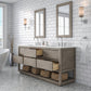 OAKMAN 72"W x 34.3"H Gray Oak Double-Sink Vanity with Carrara White Marble Countertop + Chrome Faucets