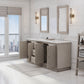 HUGO 72"W x 34.3"H Gray Oak Double-Sink Vanity with Carrara White Marble Countertop + Gooseneck Faucets