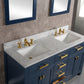 MADISON 60"W x 34"H Monarch Blue Double-Sink Vanity with Carrara White Marble Countertop + Faucets (F2-0013-06-FX)