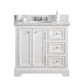 DERBY 36"W x 34"H Pure White Single-Sink Vanity with Carrara White Marble Countertop + Faucets