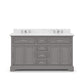 DERBY 60"W x 34"H Cashmere Gray Double-Sink Vanity with Carrara White Marble Countertop + Faucet