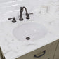 ABERDEEN 72"W x 34"H Grizzle Gray Double-Sink Vanity with Carrara White Marble Countertop + Hook Faucets and Mirrors