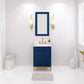 BRISTOL 24"W x 34"H Monarch Blue Single-Sink Vanity with Carrara White Marble Countertop + Rectangular Mirror (S)