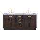 CHESTNUT 72"W x 34.2"H Brown Oak Double-Sink Vanity with Carrara White Marble Countertop + Faucets