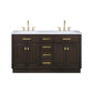 CHESTNUT 60"W x 34.2"H Brown Oak Double-Sink Vanity with Carrara White Marble Countertop + Faucets