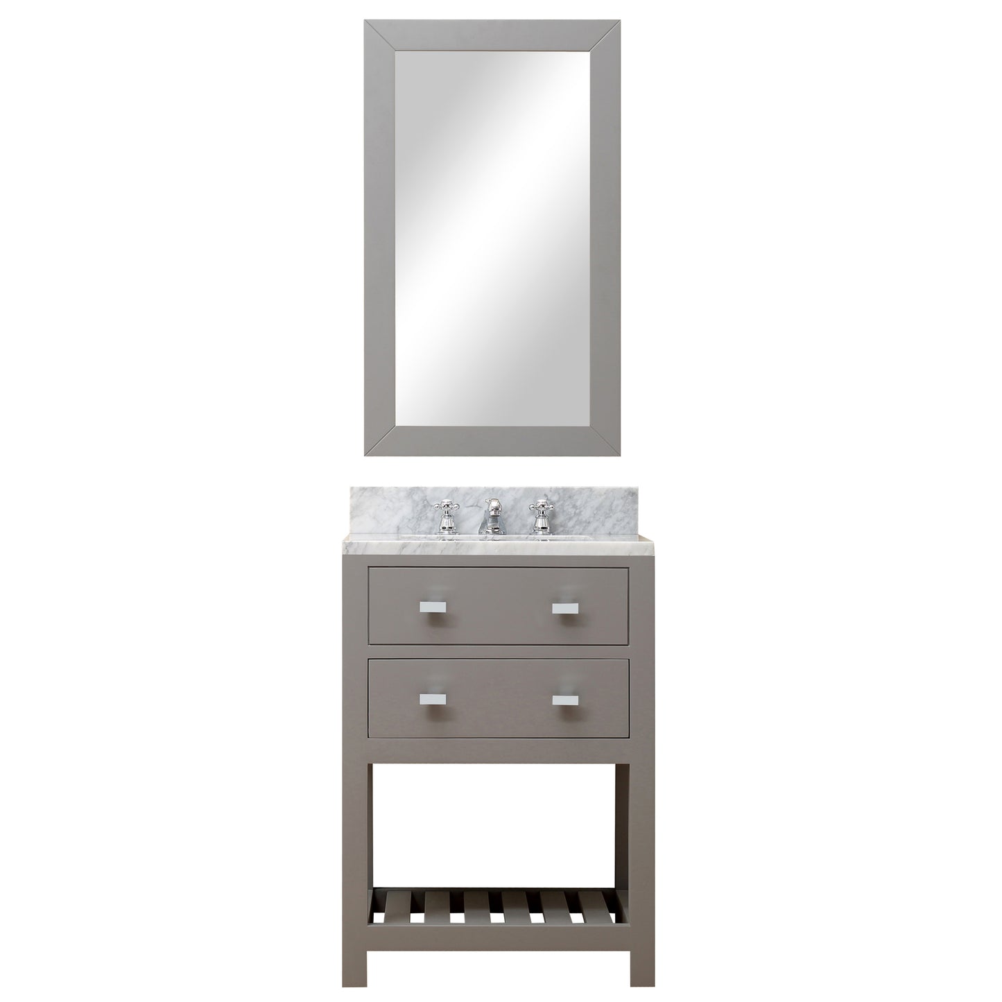 MADALYN 24"W x 34"H Cashmere Gray Single-Sink Vanity + Faucets & Mirror