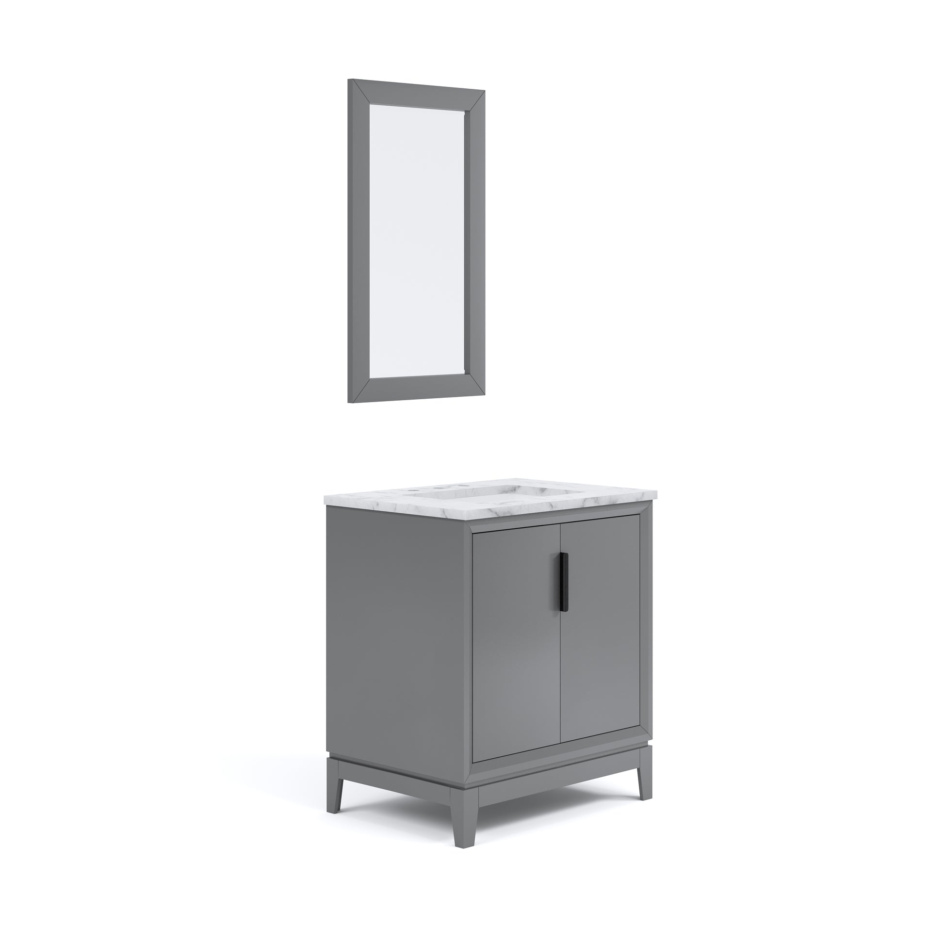 ELIZABETH 30"W x 34.25"H Cashmere Gray Single-Sink Vanity with Carrara White Marble Countertop + Mirror