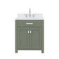 MADISON 30"W x 34"H Glacial Green Single-Sink Vanity with Carrara White Marble Countertop + Gooseneck Faucet