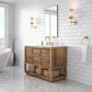 OAKMAN 48"W x 34.3"H Mango Wood Single-Sink Vanity with Carrara White Marble Countertop + Satin Gold Faucet