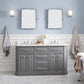 PALACE 60"W x 34"H Cashmere Gray Vanity with Carrara Quartz Countertop + Faucets (F2-0013), Chrome Finish Hardware