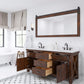 ABERDEEN 72"W x 34"H Sierra Rustic Double-Sink Vanity with Carrara White Marble Countertop + Mirrors