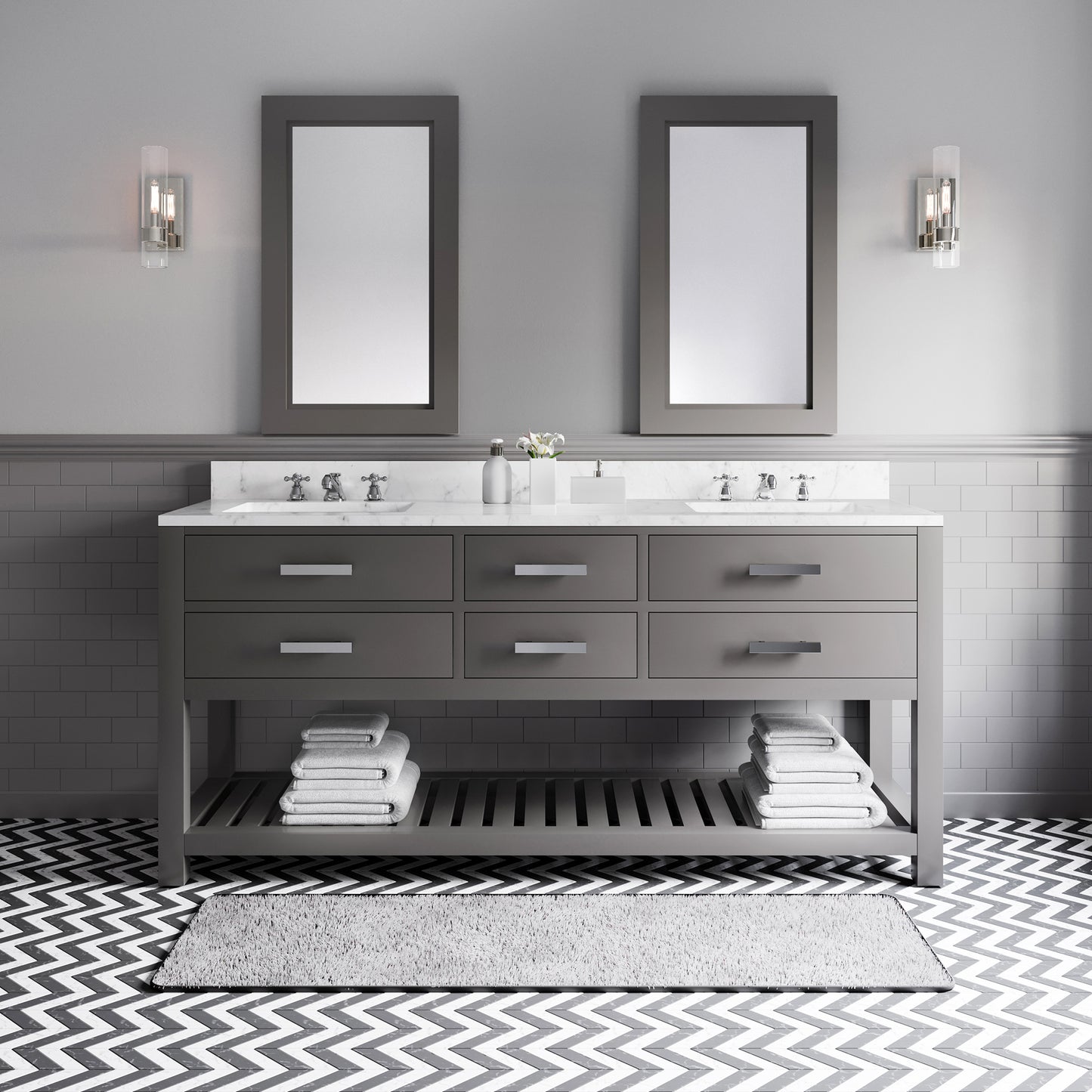 MADALYN 72"W x 34"H Cashmere Gray Double-Sink Vanity