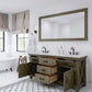 ABERDEEN 72"W x 34"H Grizzle Gray Double-Sink Vanity with Carrara White Marble Countertop + Mirror