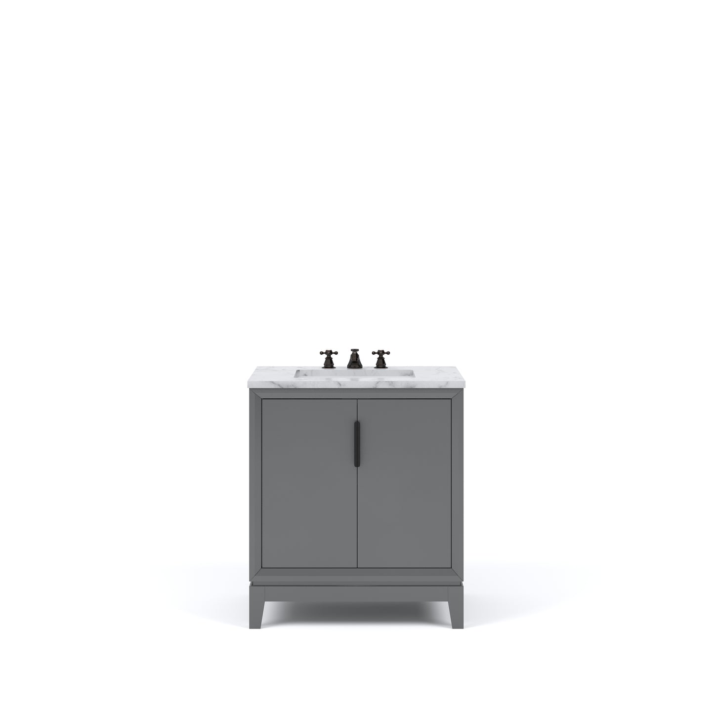 ELIZABETH 30"W x 34.25"H Cashmere Gray Single-Sink Vanity with Carrara White Marble Countertop + Faucets (F2-0009-03-BX)