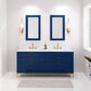 BRISTOL 72"W x 34"H Monarch Blue Double-Sink Vanity with Carrara White Marble Countertop