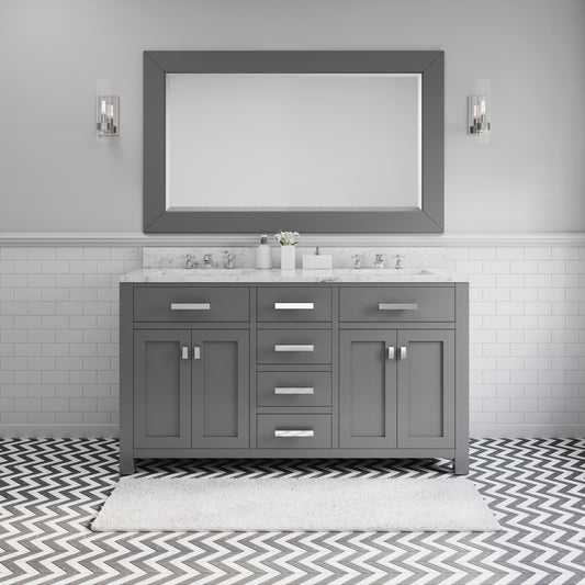 MADISON 60"W x 34"H Cashmere Gray Double-Sink Vanity + Mirror