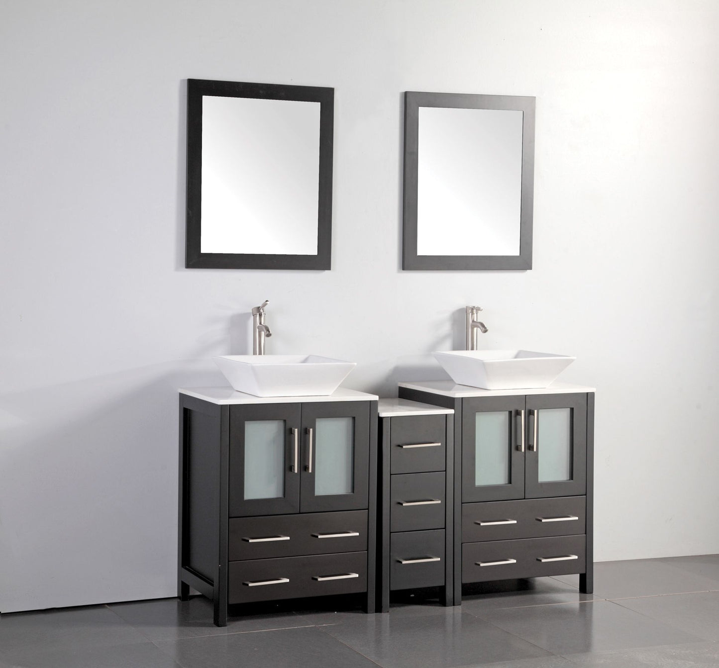 60 Inch Double Sink Bathroom Vanity in Espresso with Marble Countertop - Vanity Art VA3124-60E