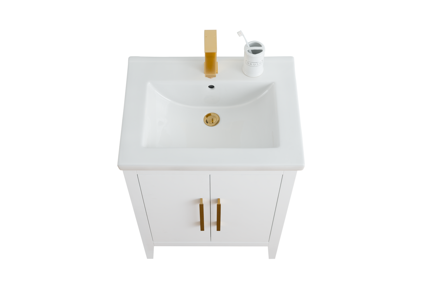 24 Inch Single Sink Bathroom Vanity in White with Ceramic Top - Vanity Art VA9024-W