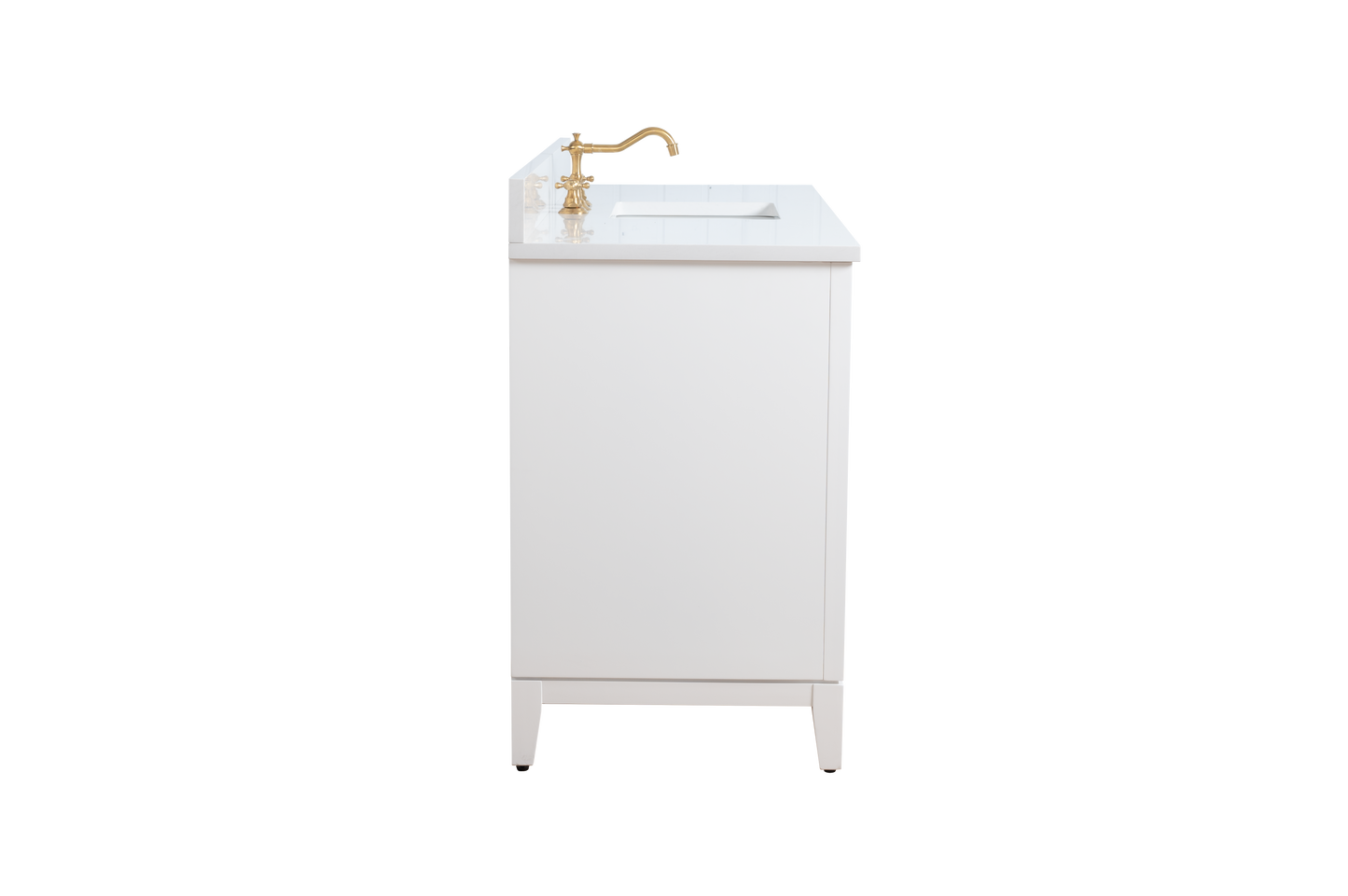 60 Inch Single Sink Bathroom Vanity in White with Marble Countertop - Vanity Art VA8060-SW