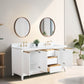 72 Inch Double Sink Bathroom Vanity in White with Marble Countertop - Vanity Art VA8072-DW