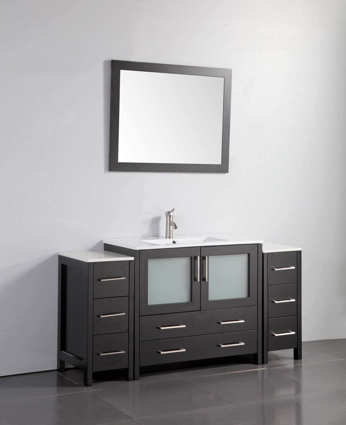 60 Inch Single Sink Bathroom Vanity in Espresso with Ceramic Countertop - Vanity Art VA3036-60E