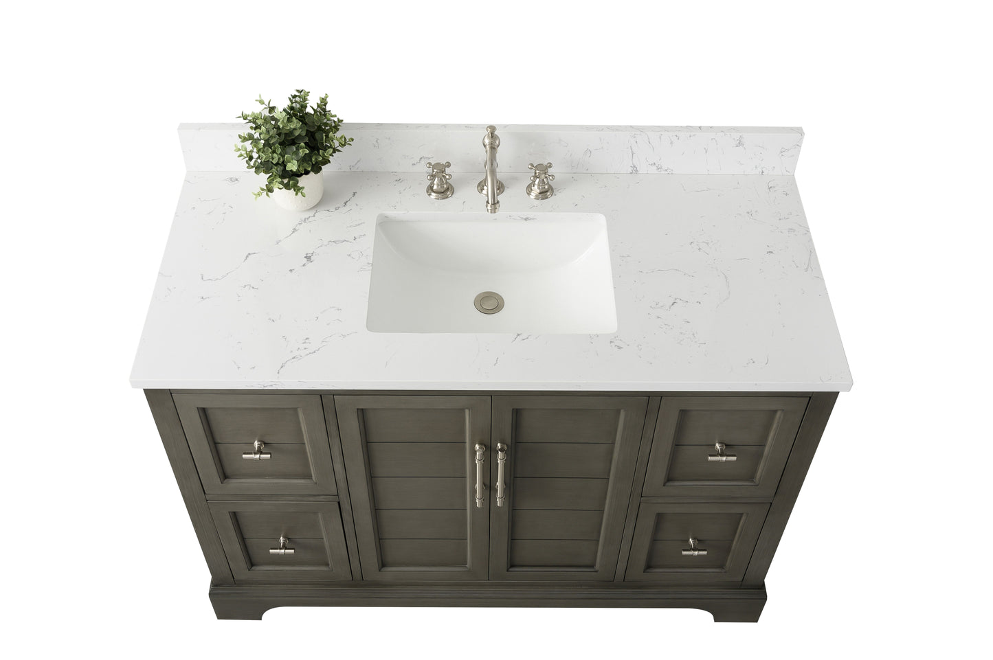 48 Inch Single Sink Bathroom Vanity in Gray with Marble Countertop & Backsplash - Vanity Art VA5048-SG