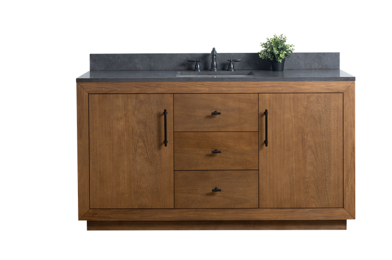 60 Inch Single Sink Bathroom Vanity in Tan with Limestone Top - Vanity Art VA7060-ST-BT