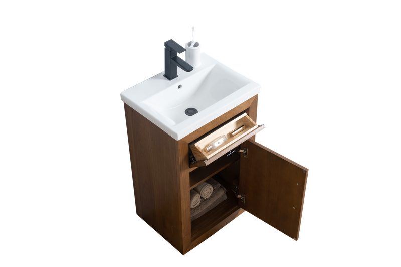 20 Inch Single Sink Bathroom Vanity in Tan with Marble Countertop - Vanity Art VA7020-T