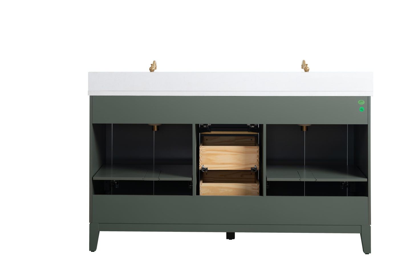 60 Inch Double Sink Bathroom Vanity in Vintage Green with Marble Countertop - Vanity Art VA8060-DVG