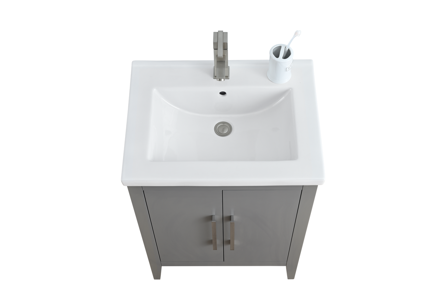 24 Inch Single Sink Bathroom Vanity in Cashmere Gray with Ceramic Top - Vanity Art VA9024-G