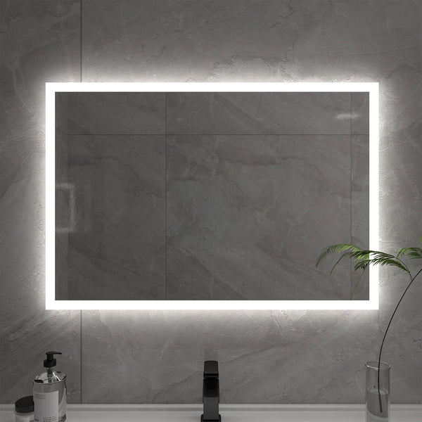 Rectangular 36 Inch x 27.5 Inch LED Bathroom Mirror with Touch Sensor - Vanity Art VA3D-36