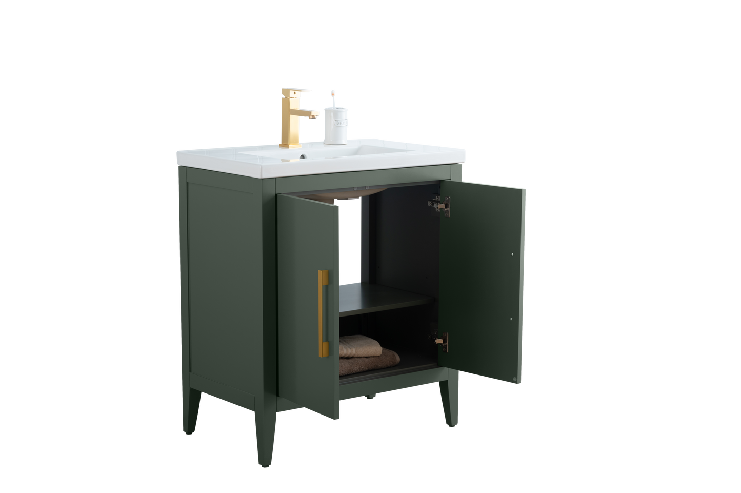 30 Inch Single Sink Bathroom Vanity in Vintage Green with Ceramic Top - Vanity Art VA9030-VG