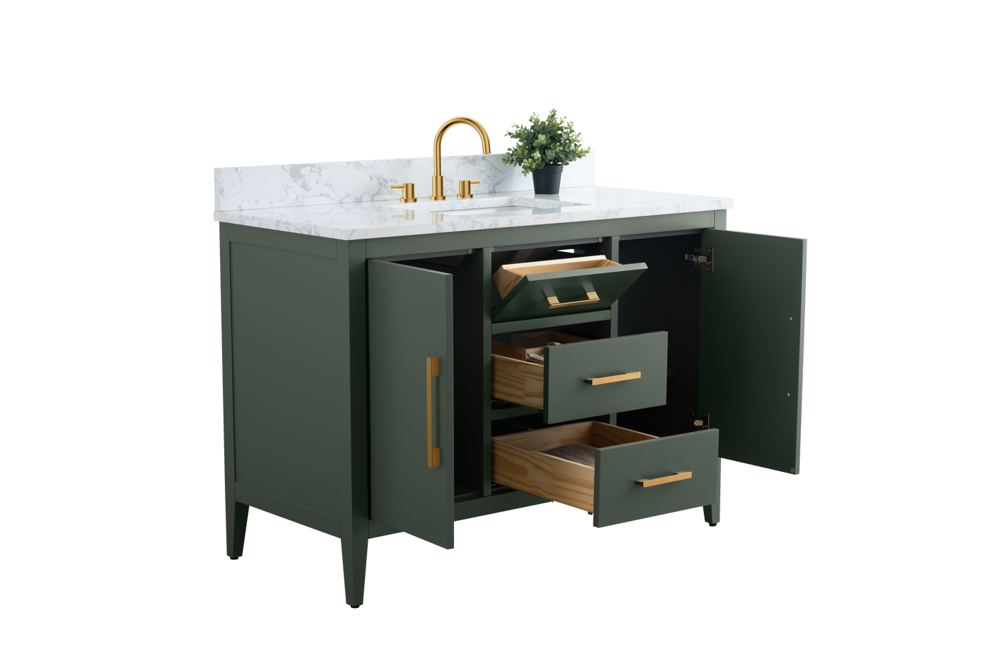 48 Inch Single Sink Bathroom Vanity in Vintage Green with Marble Countertop - Vanity Art VA9048-VG