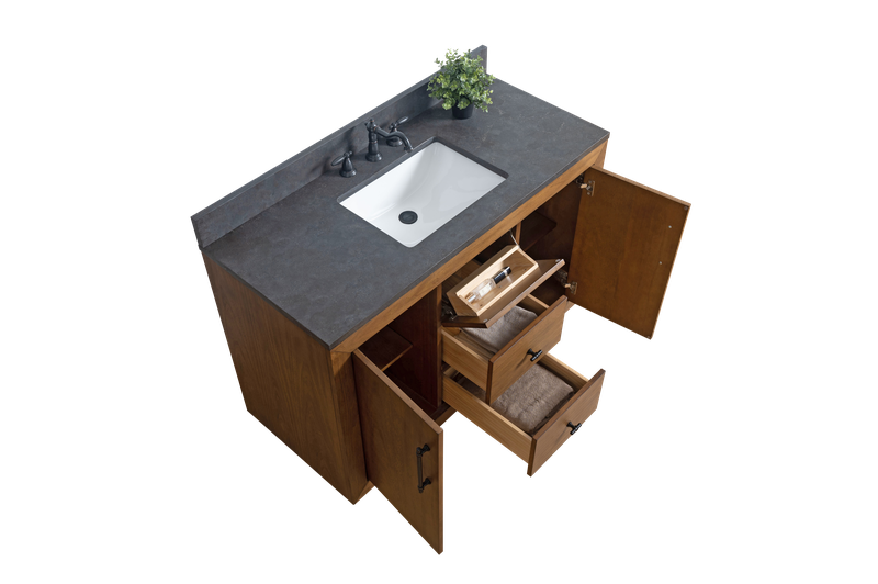 48 Inch Single Sink Bathroom Vanity in Tan with Limestone Top - Vanity Art VA7048-T-BT