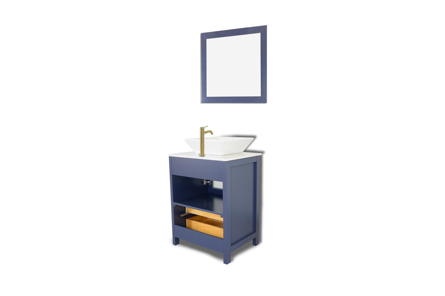 24 Inch Single Sink Bathroom Vanity in Blue with Marble Countertop - Vanity Art VA3124B