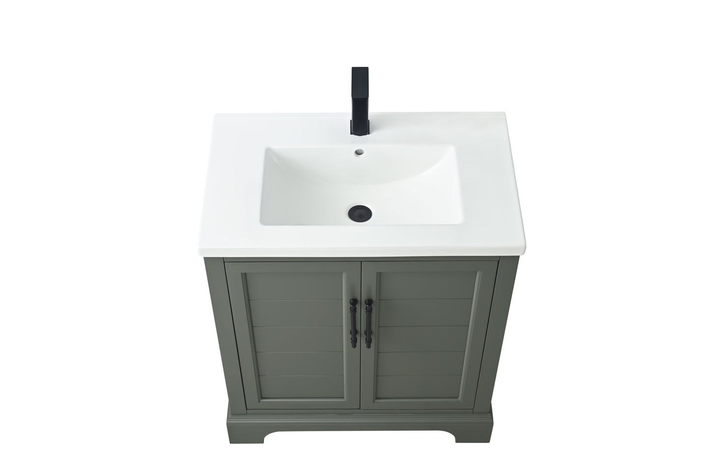 30 Inch Single Sink Bathroom Vanity in Vintage Green with Ceramic Sink and Countertop - Vanity Art VA5030-VG