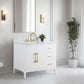 42 Inch Single Sink Bathroom Vanity in White with Marble Countertop - Vanity Art VA9042-W